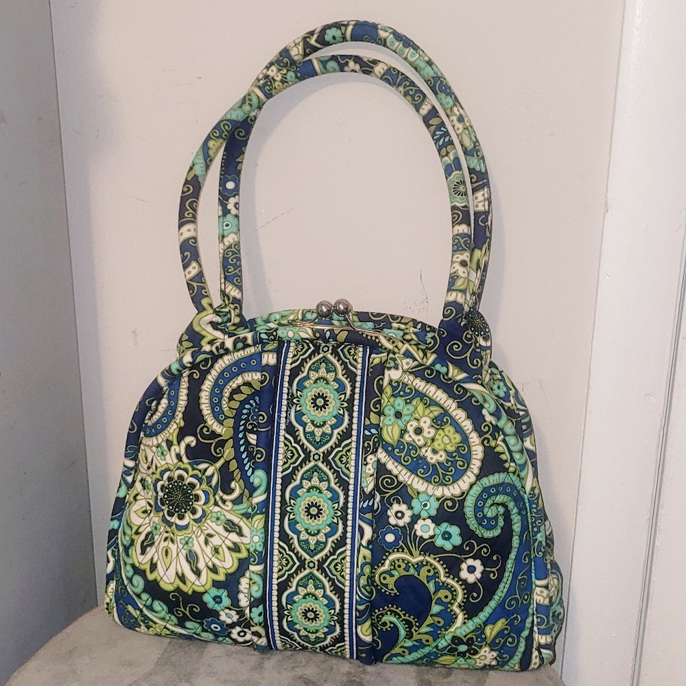 Vera Bradley Eloise kisslock close quilted satchel blue green